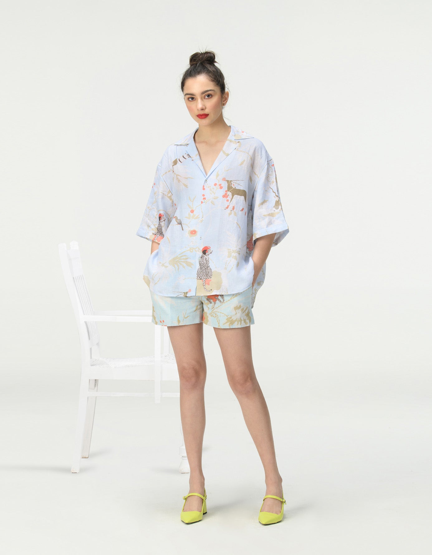 Oversized Linen Bush Shirt in Ice Blue - Comfortable & Stylish Summer Top for Women | Perfect for Beach, Vacation & Casual Outings