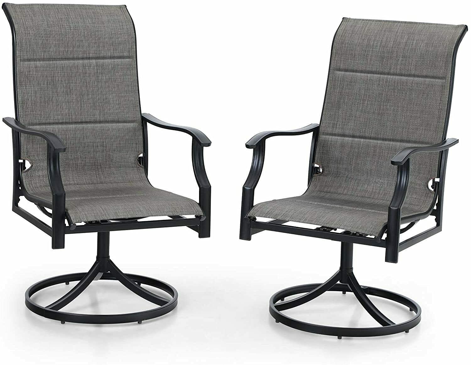2 Pack Swivel Outdoor Dining Chairs - Patio Chairs Set for Garden, Lawn & Backyard - Weather-Resistant Accent Chairs for Outdoor Entertaining & Relaxation