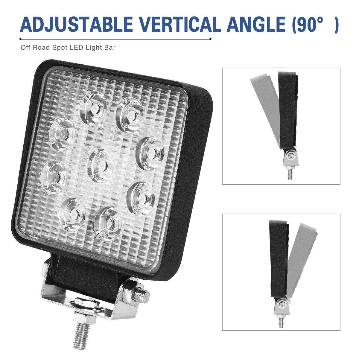 27W 3-Inch Square Mini LED Spot Work Light Pods for Trucks - Off Road Fog Driving Lights - Waterproof Dustproof for ATV UTV 4x4 SUV Boats Marine