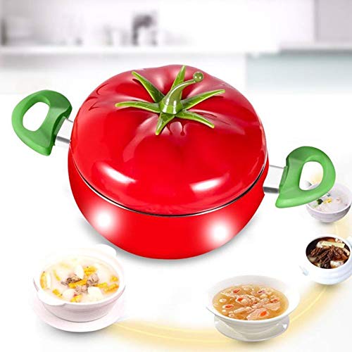Creative Tomato-Shaped Aluminum Non-Stick Stockpot - 21cm 2.6L Ceramic Coated Soup Pot for Cooking, Stewing & Hot Pot | Durable Kitchen Cookware for Home Chefs | Perfect for Soups, Stews & Family Meals