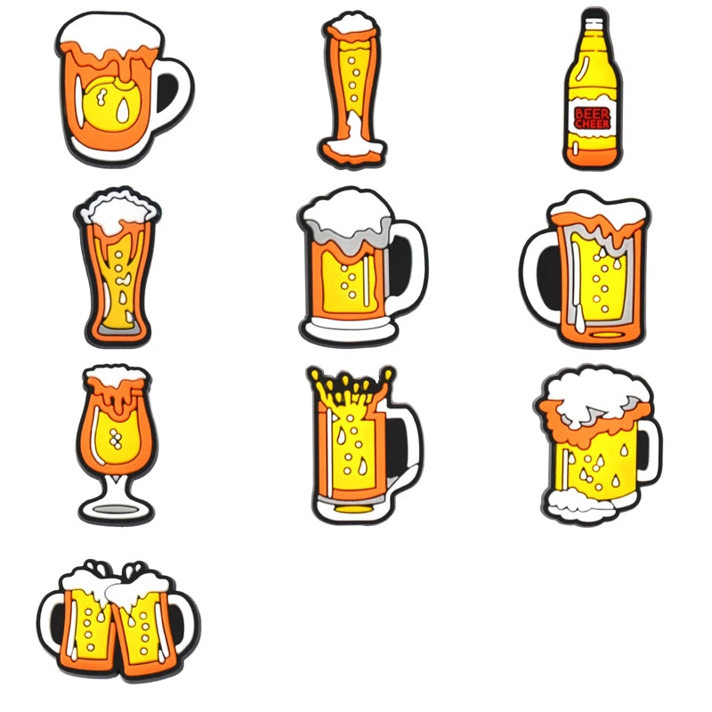 PVC Beer Shoe Charms for Crocs - 1pc Decorative Badge for Men, Women & Kids - Fun Accessory for Sandals, Shoes & Jeans - Perfect Christmas Gift for Beer Lovers