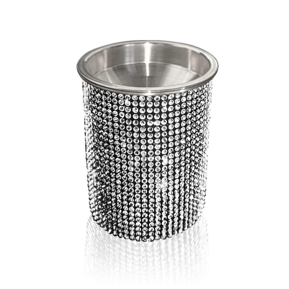 Bling Diamond Car Ashtray with Lid - Portable Mini Cup Holder Trash Can, Detachable Stainless Steel Smokeless Ash Tray with Shiny Crystal Rhinestones, Stylish Car Accessories for Women, Perfect for Road Trips and Daily Commutes