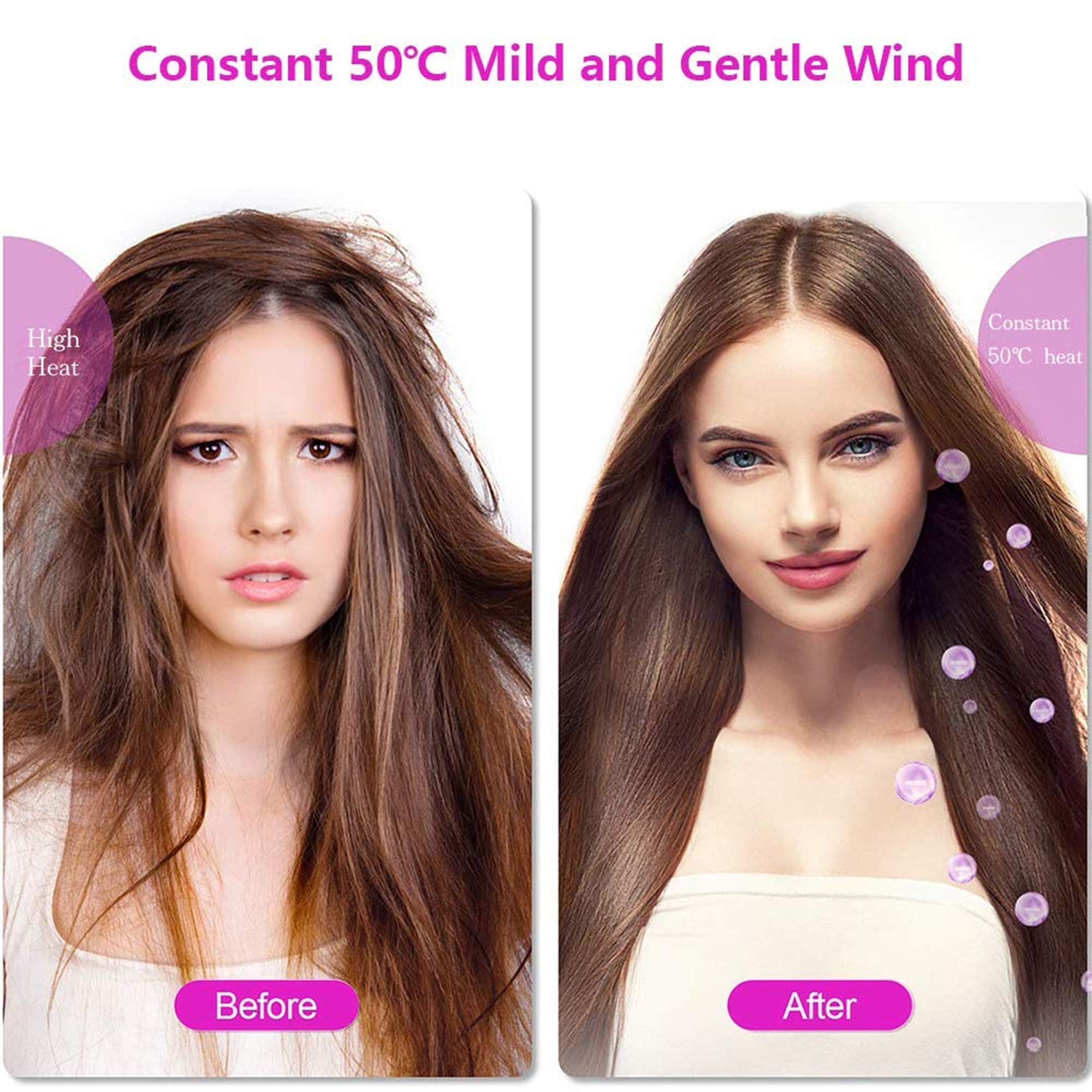Portable Cordless Hair Dryer - Rechargeable Blow Dryer with Hot & Cold Air Settings & Diffuser Attachment | Wireless Hair Styling for Travel, Home Use & Salon Professionals