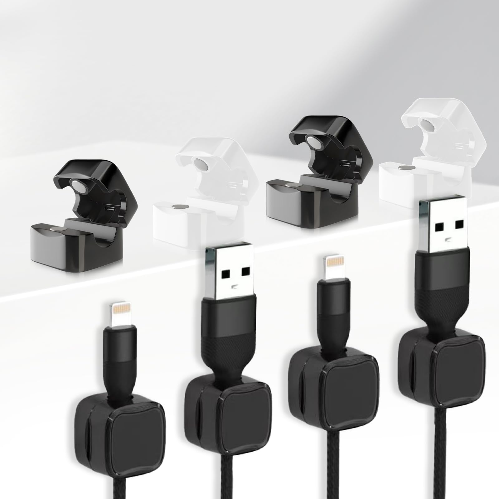 12 Pack Magnetic Cable Clips - Cord Organizer & Holder for Desk, Nightstand, Phone Charger - Safe Adjustable Cord Management for Home, Office, Computer Setup (Perfect for Tidy Workspaces & Organized Charging Stations)