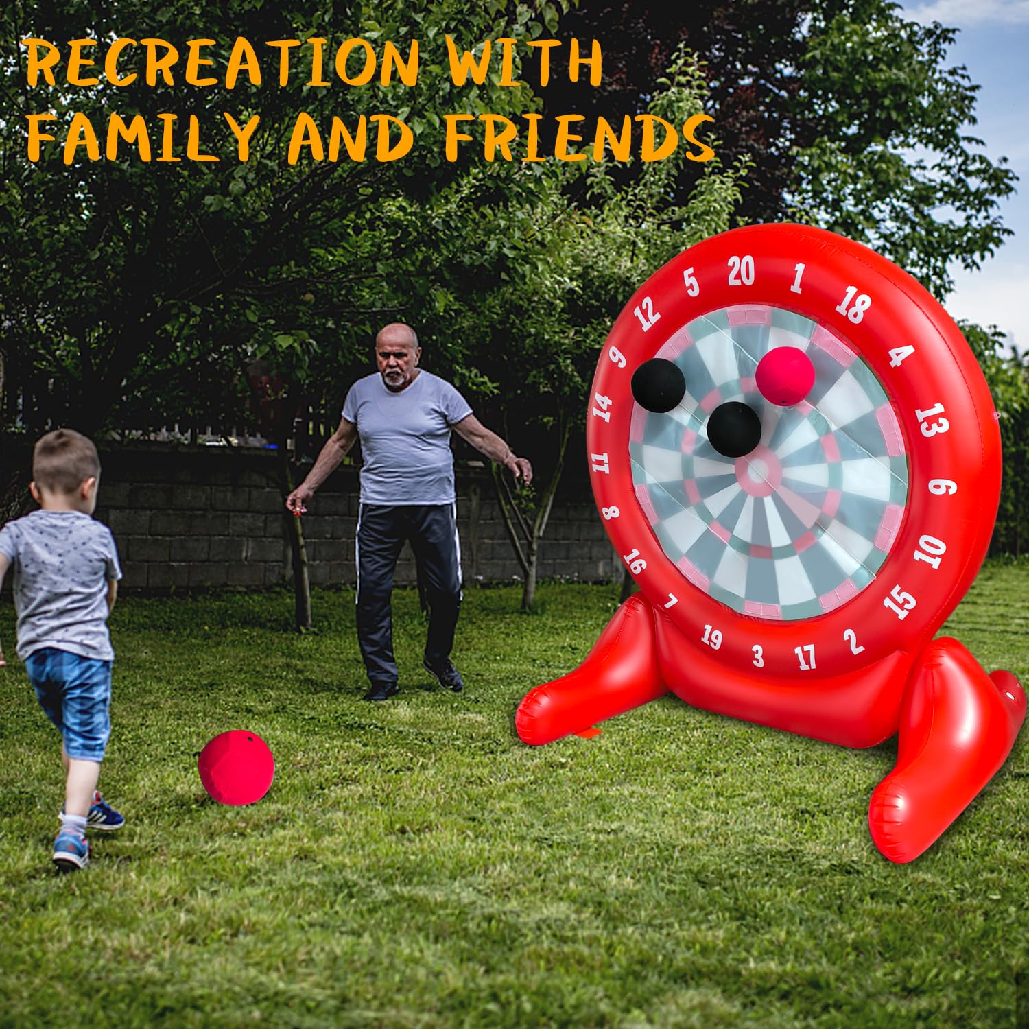 6Ft Tall Inflatable Giant Kick Darts Game Set - Jumbo Outdoor Soccer Target Dartboard with 2 Soccer Balls & Air Pump - Perfect for Backyard Parties, Sports Games, and Family Outdoor Activities