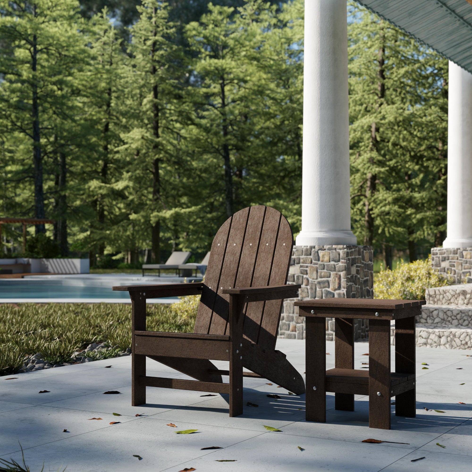 Freedom Modern Adirondack Chair & Side Table Set - Durable Outdoor Patio Furniture for Garden, Poolside, Deck, and Backyard Relaxation