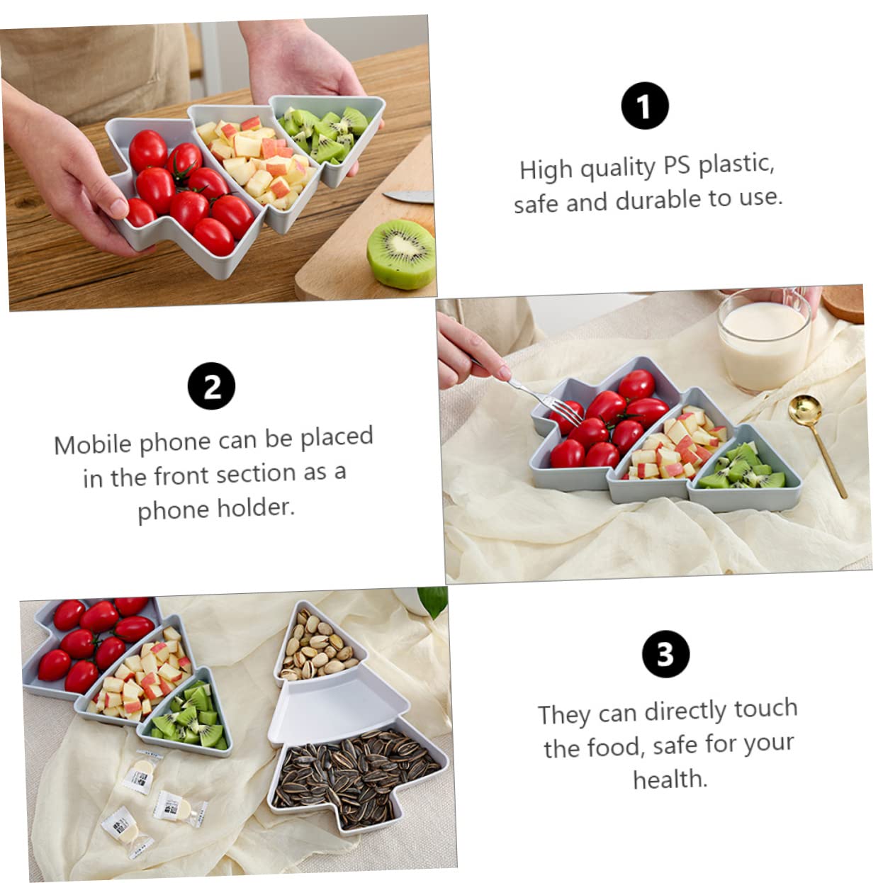 NOLITOY 6-Piece Christmas Tree Shaped Serving Tray Set - Reusable Plastic Snack Dish for Candy, Nuts, Fruits | Holiday Party Decor & Kitchen Serving Essentials