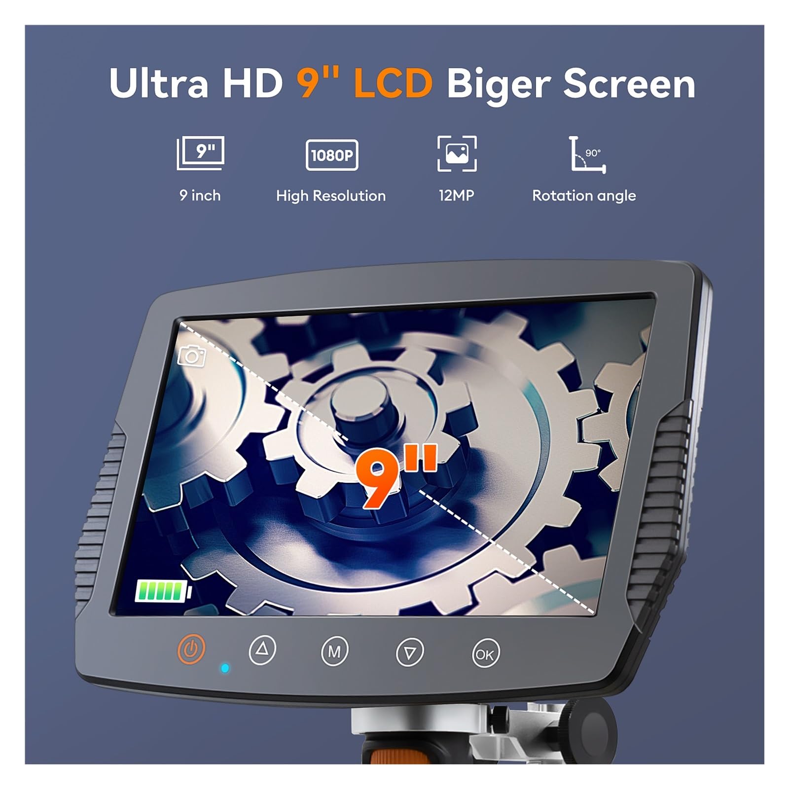 9 Inch LCD Digital Microscope 1500X Magnification with 12MP HD Camera - Wired Control Soldering & Repair Tool with LED Lights & 32GB TF Card - Perfect for Coin Collecting, Jewelry Inspection & Electronics Repair