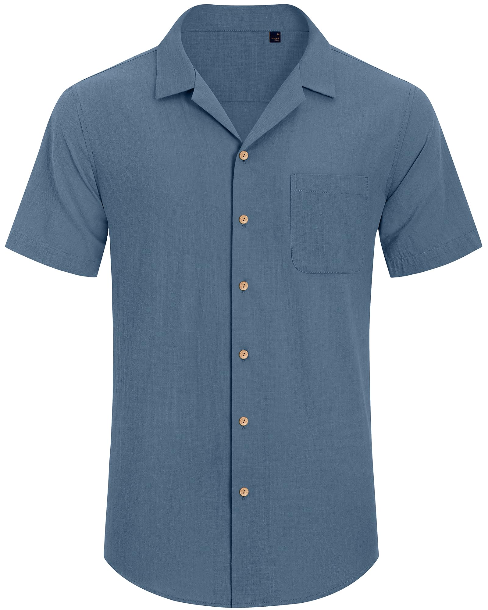 Men's Linen Short Sleeve Button Down Shirts - Breathable Cotton Summer Beach & Vacation Shirts - Casual Cuban & Hawaiian Style for Outdoor Activities, Travel, and Relaxation