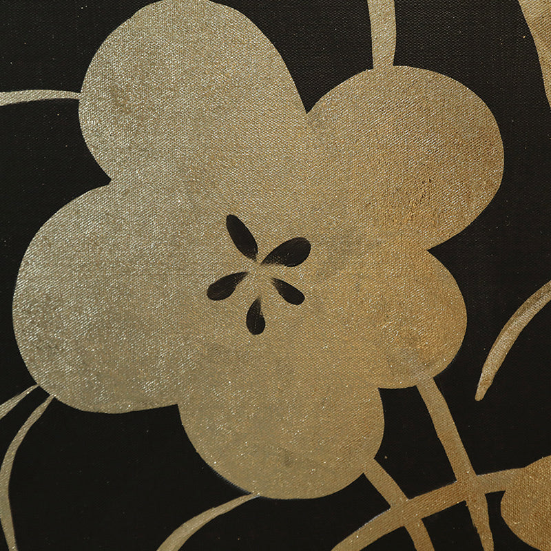 Gold Leaf Floral Acrylic Painting on Canvas - Handmade Contemporary Wall Art Decor for Living Room, Bedroom & Office