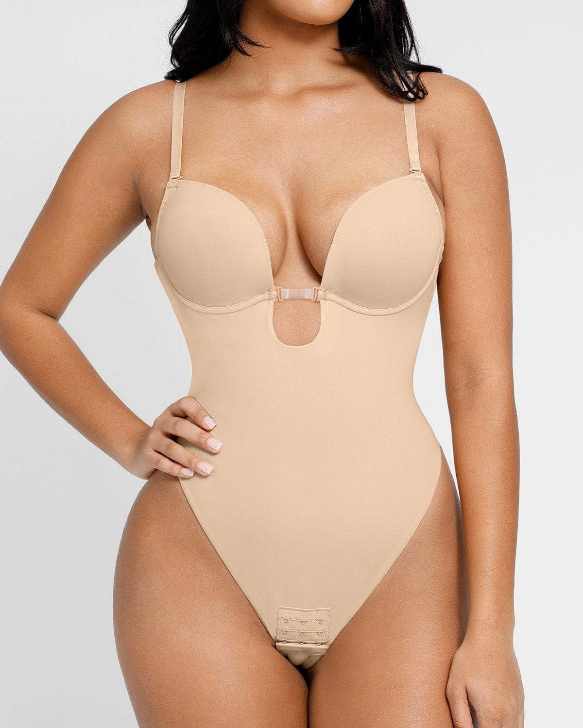 AirSlim® Backless U Plunge Thong Bodysuit - Sexy Lingerie for Women, Seamless Shapewear, Comfortable Stretchy Fabric - Perfect for Date Night, Bridal, Special Occasions & Everyday Wear