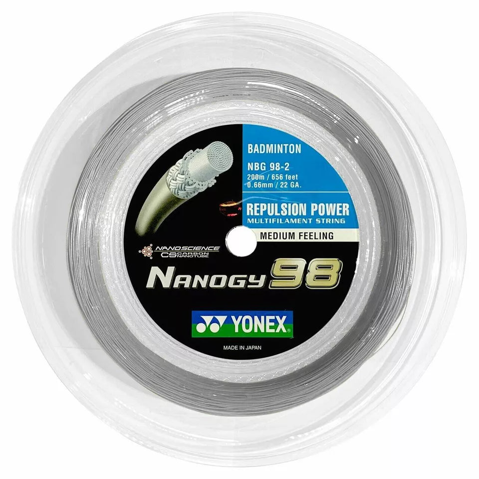 Yonex Nanogy 98 Badminton String Reel 200m - High Performance Badminton String for Power & Control | Perfect for Tournament Play & Professional Training