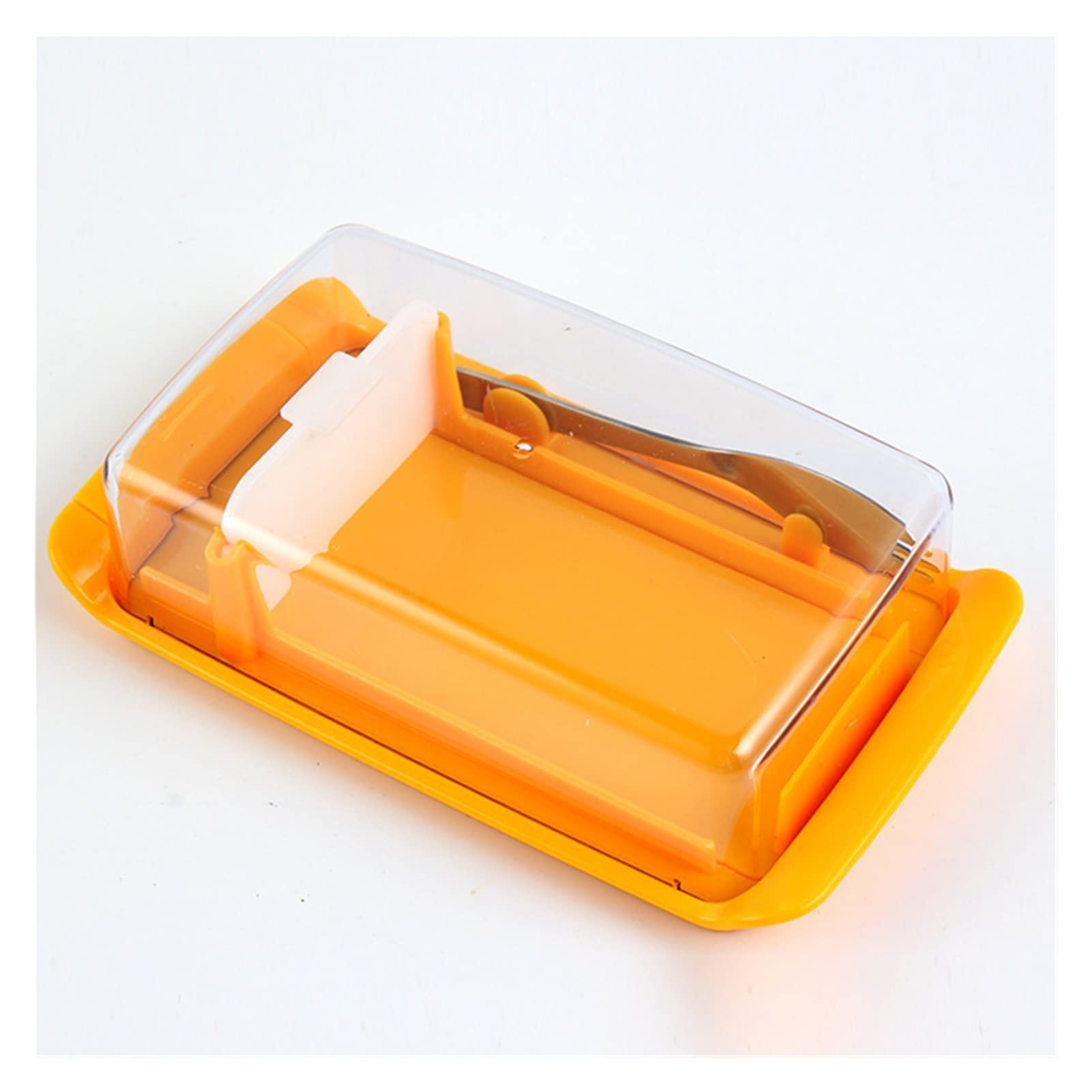 Orange Butter Dish with Lid - Portable Rectangle Food Storage Container for Kitchen, Cheese Keeper & Cutting Board | Durable Kitchen Tool for Home Cooking, Baking & Picnics