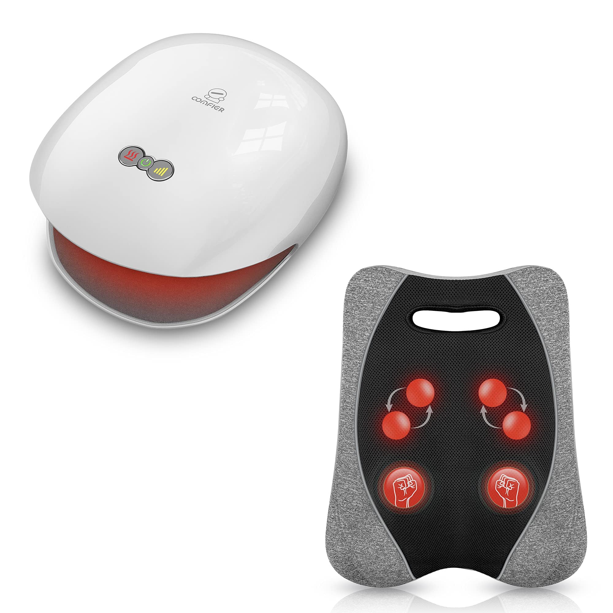 Comfier Wireless Hand and Back Massager with Heat - 3 Levels of Compression & Heating, Rechargeable Massage Machine for Carpal Tunnel Relief, Perfect Gift for Women - Use at Home, Office, or While Traveling