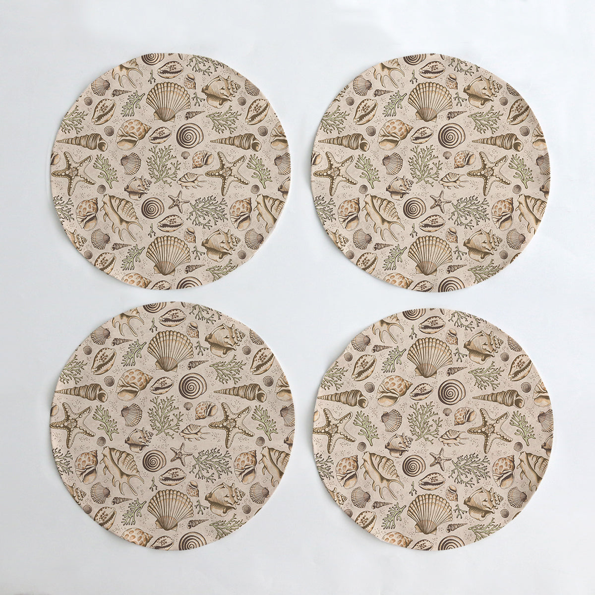 Natural Brown Seashells Table Placemat - Eco-Friendly Beach-Themed Dining Decor for Coastal Home, Wedding, or Party Use