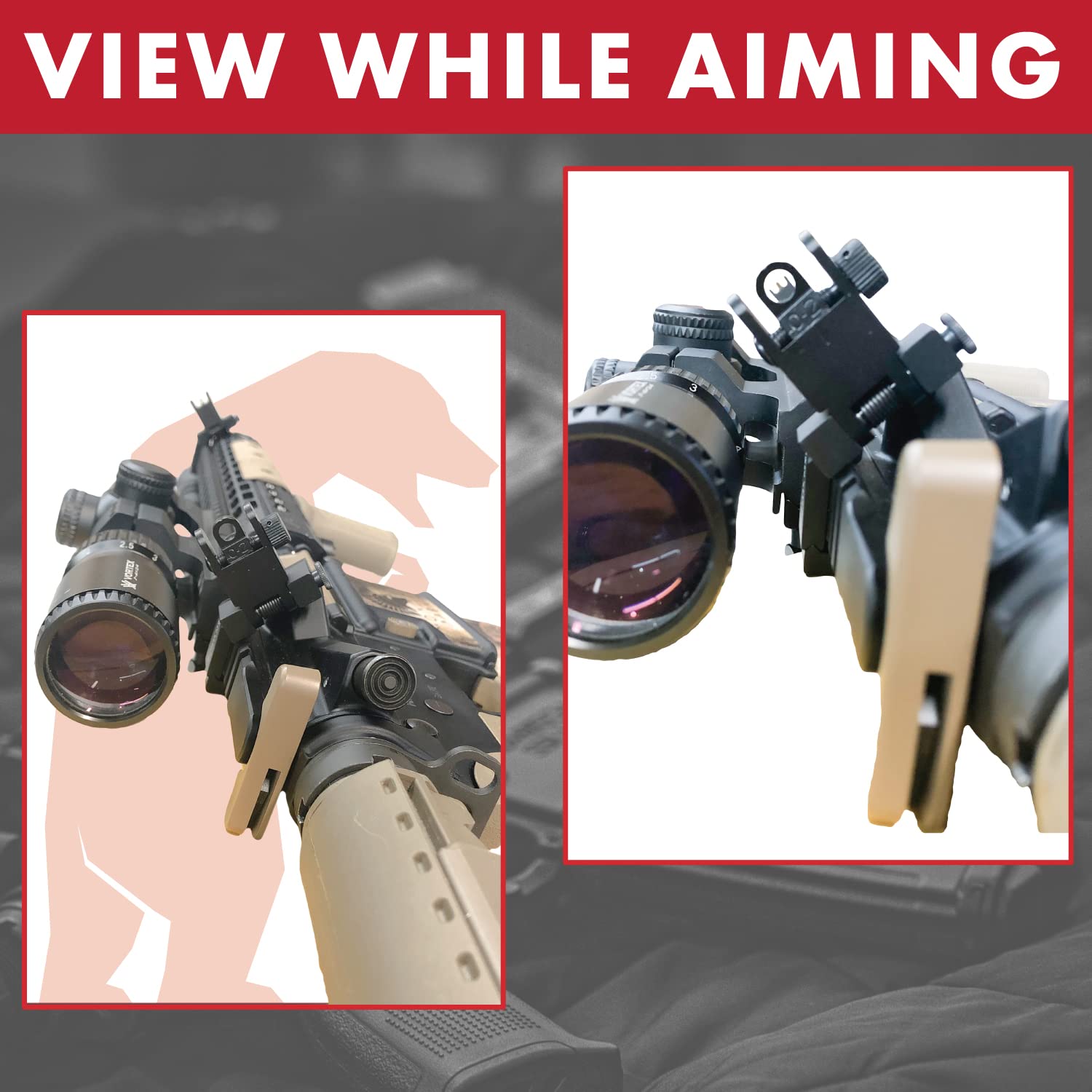 45 Degree Offset Flip Up Iron Sights - Spring Loaded BUIS for Picatinny/Weaver Rails - Fast Transition Front & Rear Backup Sights for AR15, Tactical Rifles & Hunting - Made in USA | Perfect for Close Quarters Combat & Low Light Shooting