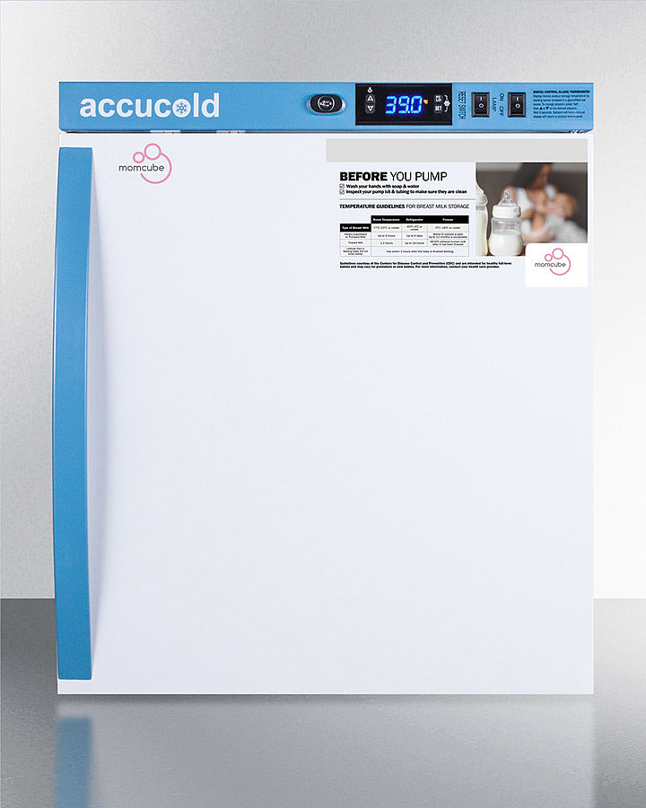 Accucold 1 Cubic Foot Compact Breast Milk Refrigerator - MOMCUBE™ MLRS1MC Countertop Medical Grade Fridge for Nursing Mothers | Perfect for Nursery, Daycare & Breast Milk Storage at Home