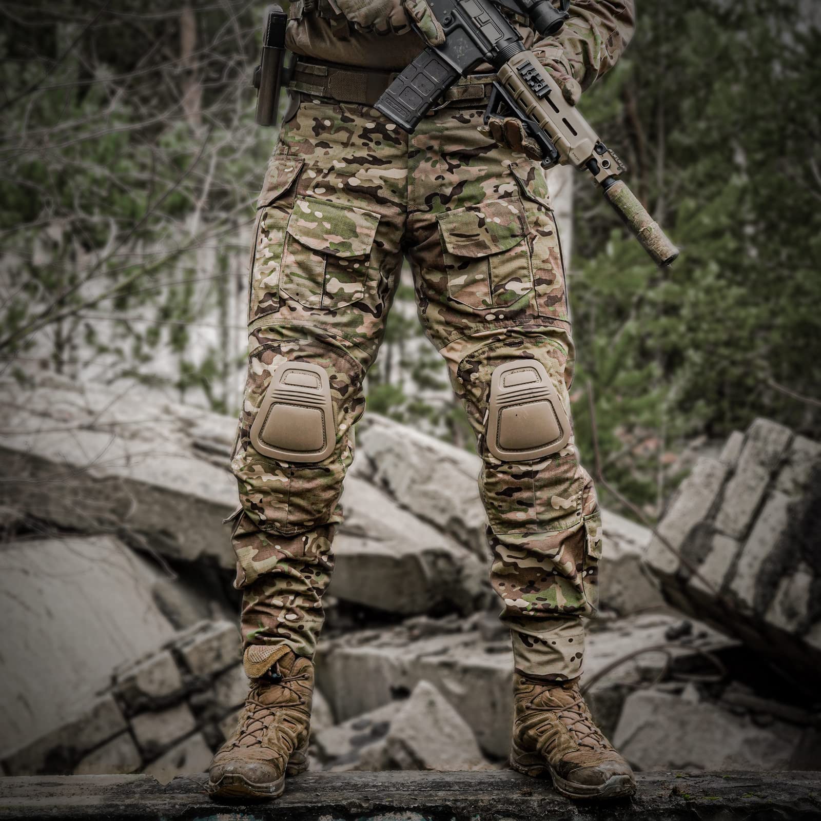 G3 Combat Pants with Knee Pads - Tactical Military Trousers for Men | Durable Rip-Stop Hunting Camo Pants | Perfect for Airsoft, Outdoor Adventures & Tactical Missions