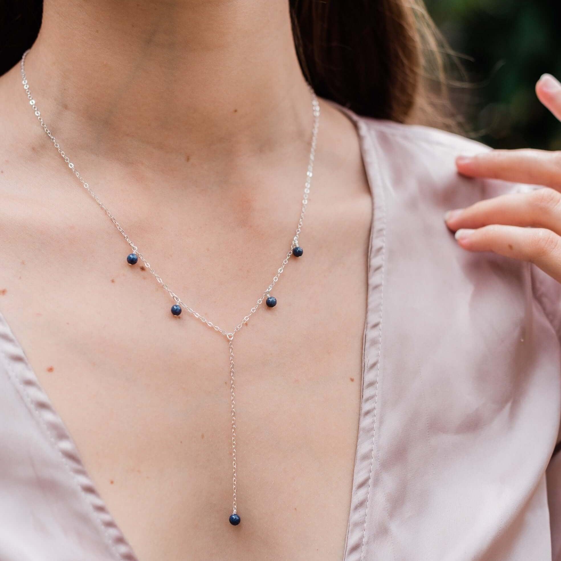 Elegant Sapphire Boho Lariat Necklace - Handmade Bohemian Jewelry for Women | Perfect for Weddings, Parties & Everyday Wear