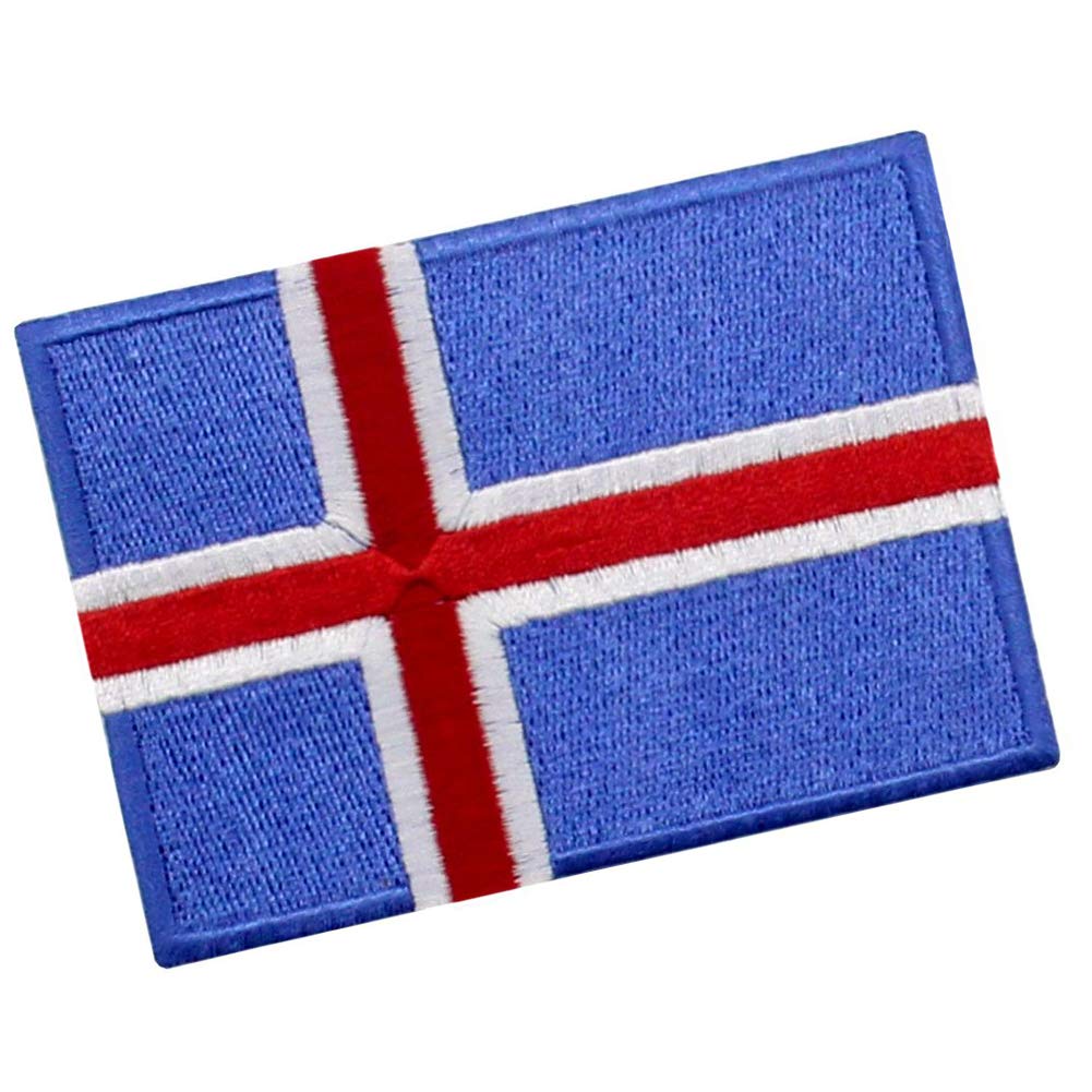 Iceland Flag Patch - Embroidered Iron On & Sew On Applique for Icelandic National Emblem - Perfect for Backpacks, Jackets & DIY Crafts
