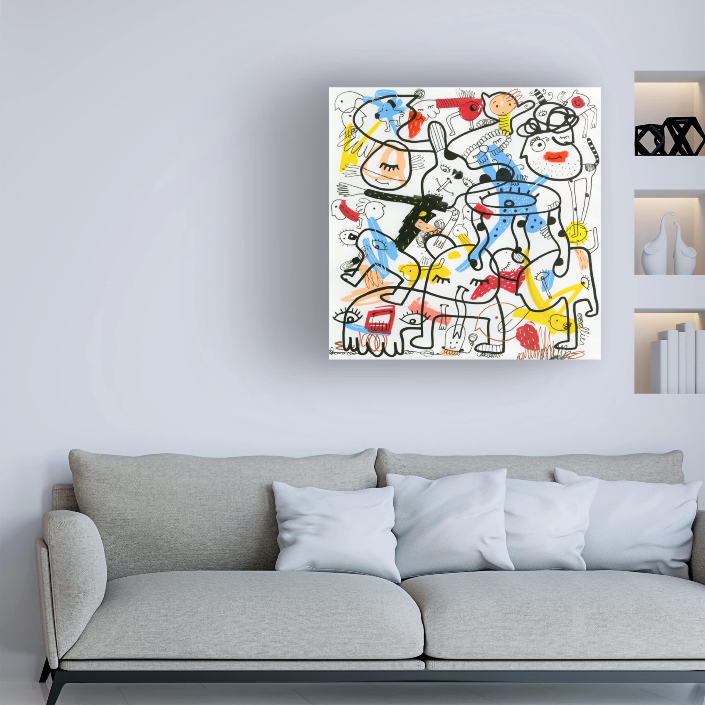 Trademark Fine Art 'Facebook Friends' Canvas Art by Oodlies - Social Media Inspired Wall Decor for Living Room, Bedroom & Office