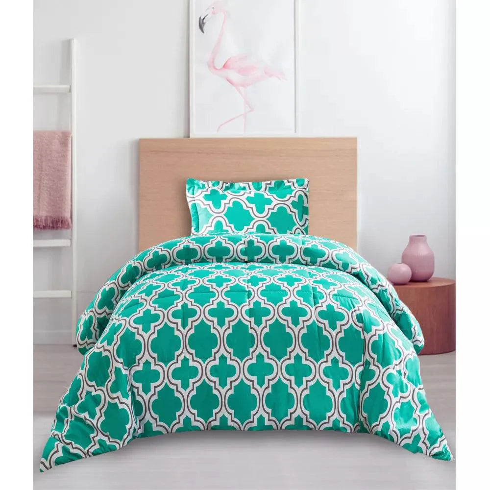 Back to School Essentials Kit - Twin/Twin XL Dorm Room Bedding Set in Teal Blue - Perfect for College Students & University Dorm Decor