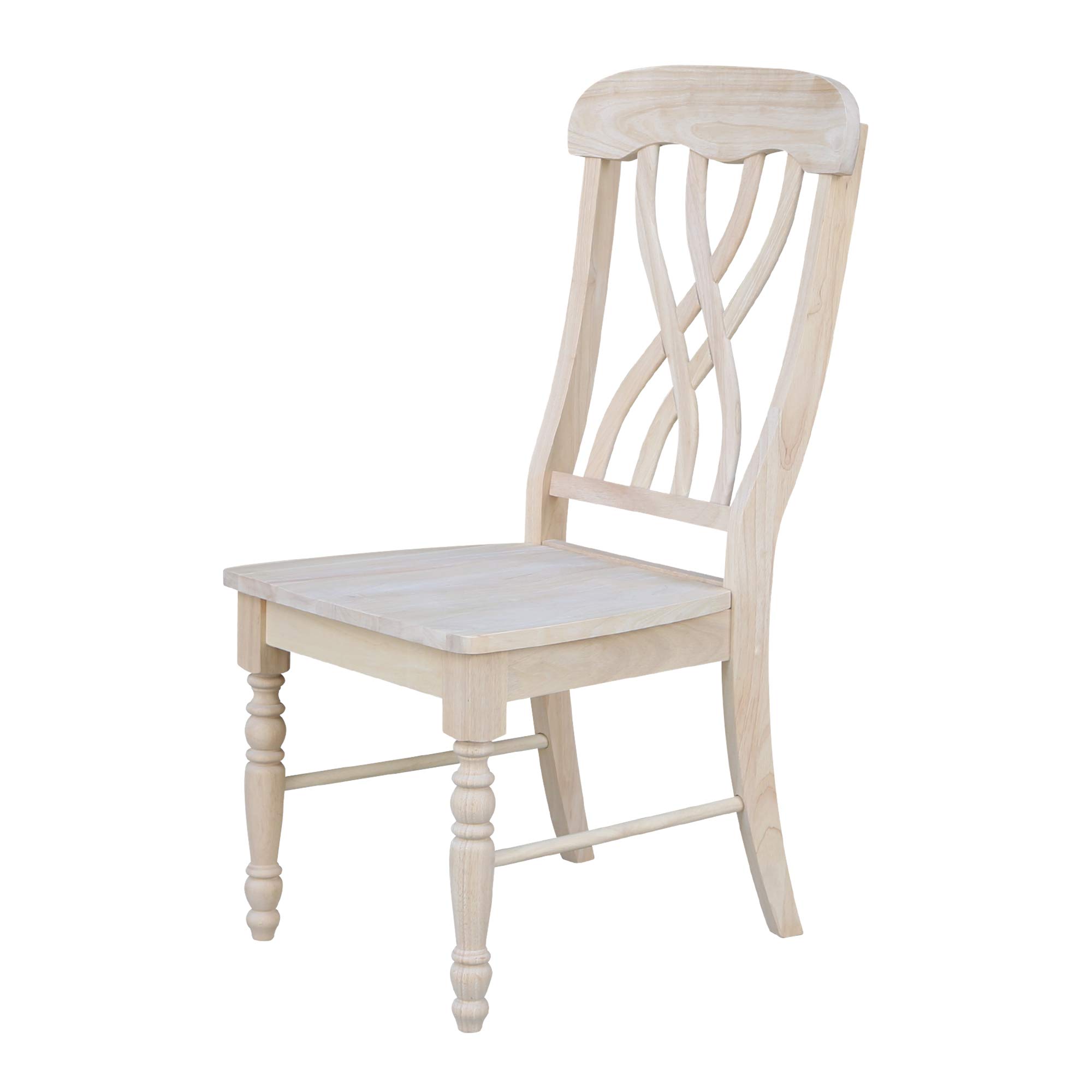 IC International Concepts Latticeback Chairs - Unfinished Wooden Dining Chairs Set of 2 - Rustic Farmhouse Kitchen Furniture for Home & Restaurant Decor