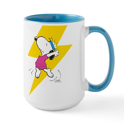 White/Blue Inside - Peanuts Snoopy Dance Lightning Large Mug