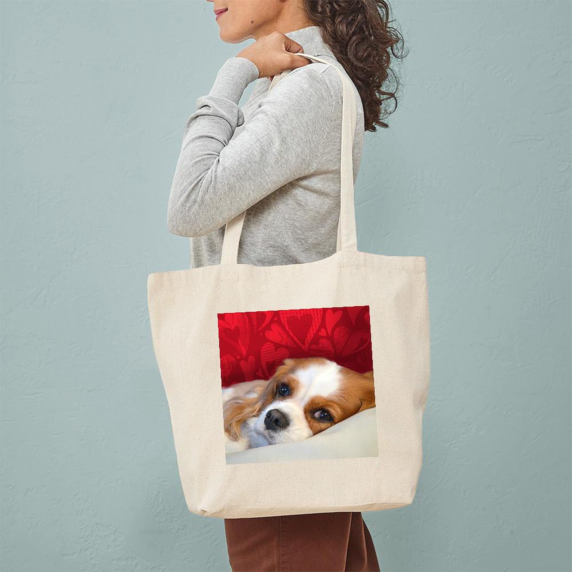 Cavalier King Charles Tote Bag - Natural Canvas Reusable Shopping Bag for Groceries, Beach & Daily Use | Dog Lover Gift Idea