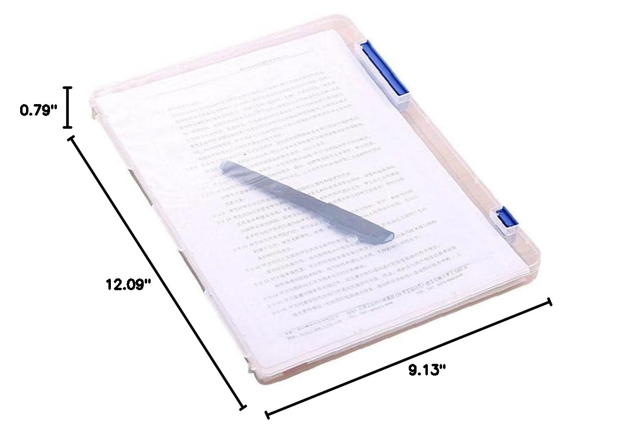 1pc A4 Clear Plastic Document Box - File Storage Case for Office Paper Organization - Desktop File Organizer (Blue, 30.7 x 23.2 x 2cm) - Perfect for Home Office, School Supplies & Document Filing