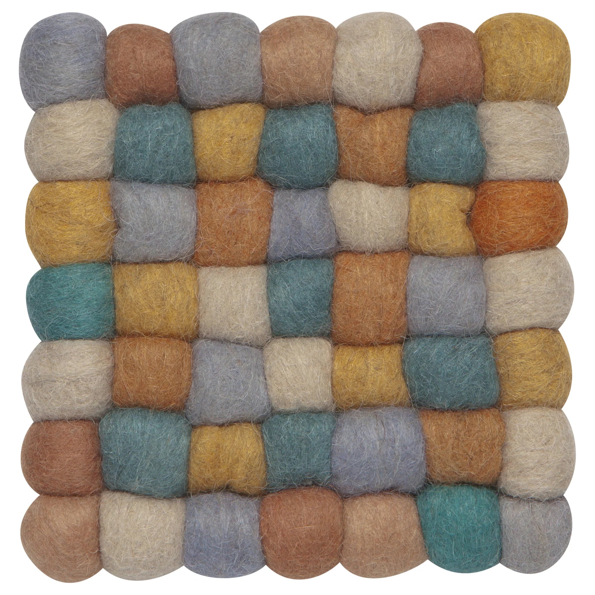 Danica Heirloom Recycled Wool Felt Dot Trivet - Eco-Friendly Hot Pad for Pots & Pans - Ochre Color - Perfect for Kitchen Countertop & Dining Table Protection