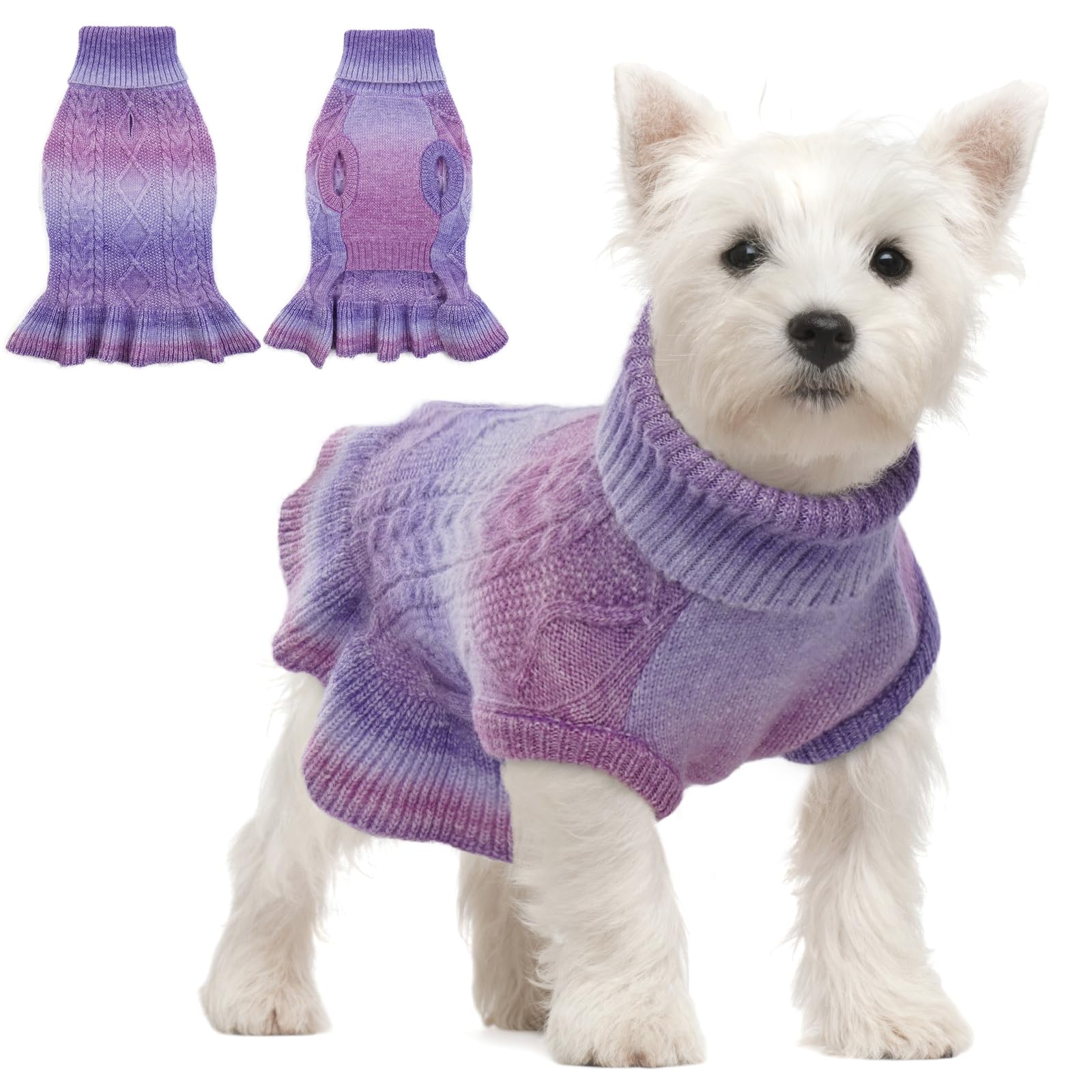 QBLEEV Warm Knit Dog Sweater for Medium Dogs - Cable Knit Pullover Winter Pet Sweater for Puppies, Girls & Boys - Cozy Christmas & Fall Outfit for Indoor & Outdoor Activities