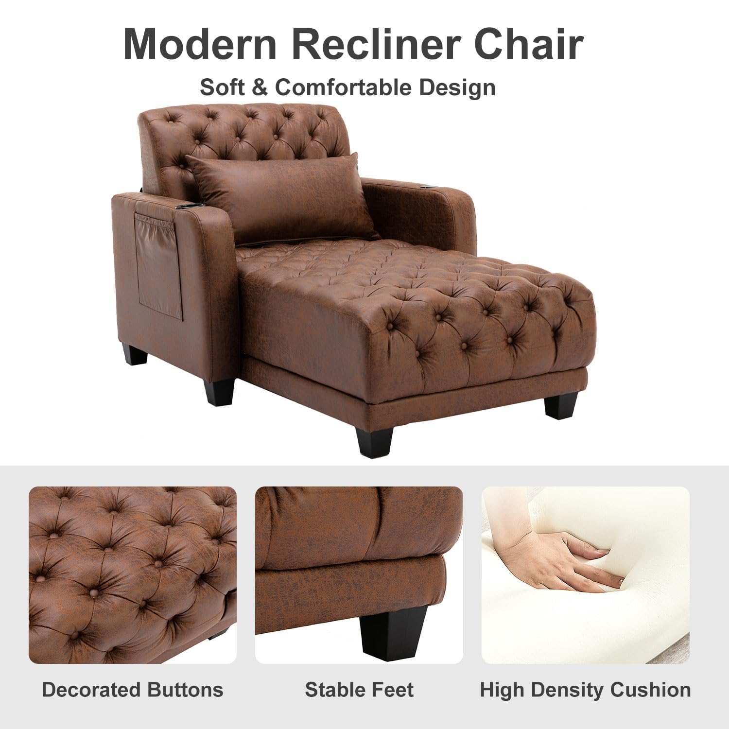 3-in-1 Multi-Functional Recliner Chair Bed with Adjustable Backrest - Convertible Sofa Bed for Living Room, Apartment & Office - Modern Breathable Design for Relaxation, Napping & Small Space Living