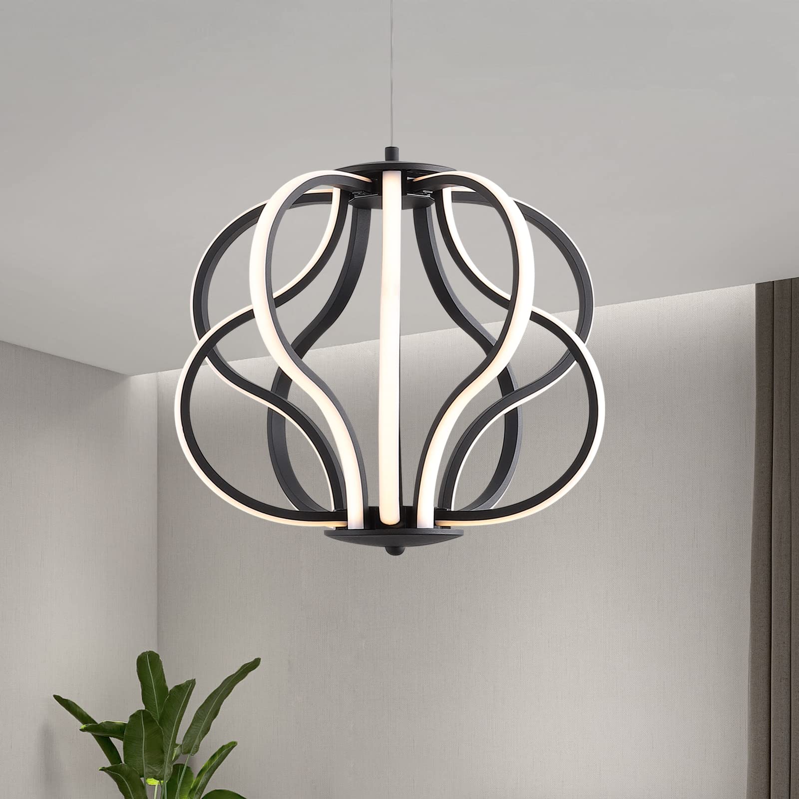 Modern Black LED Chandelier - 10-Light Hanging Pendant Lighting Fixture with Easy Installation for Dining Room, Living Room, Bedroom, Kitchen & Hallway - Perfect for Home Decor and Ambient Lighting