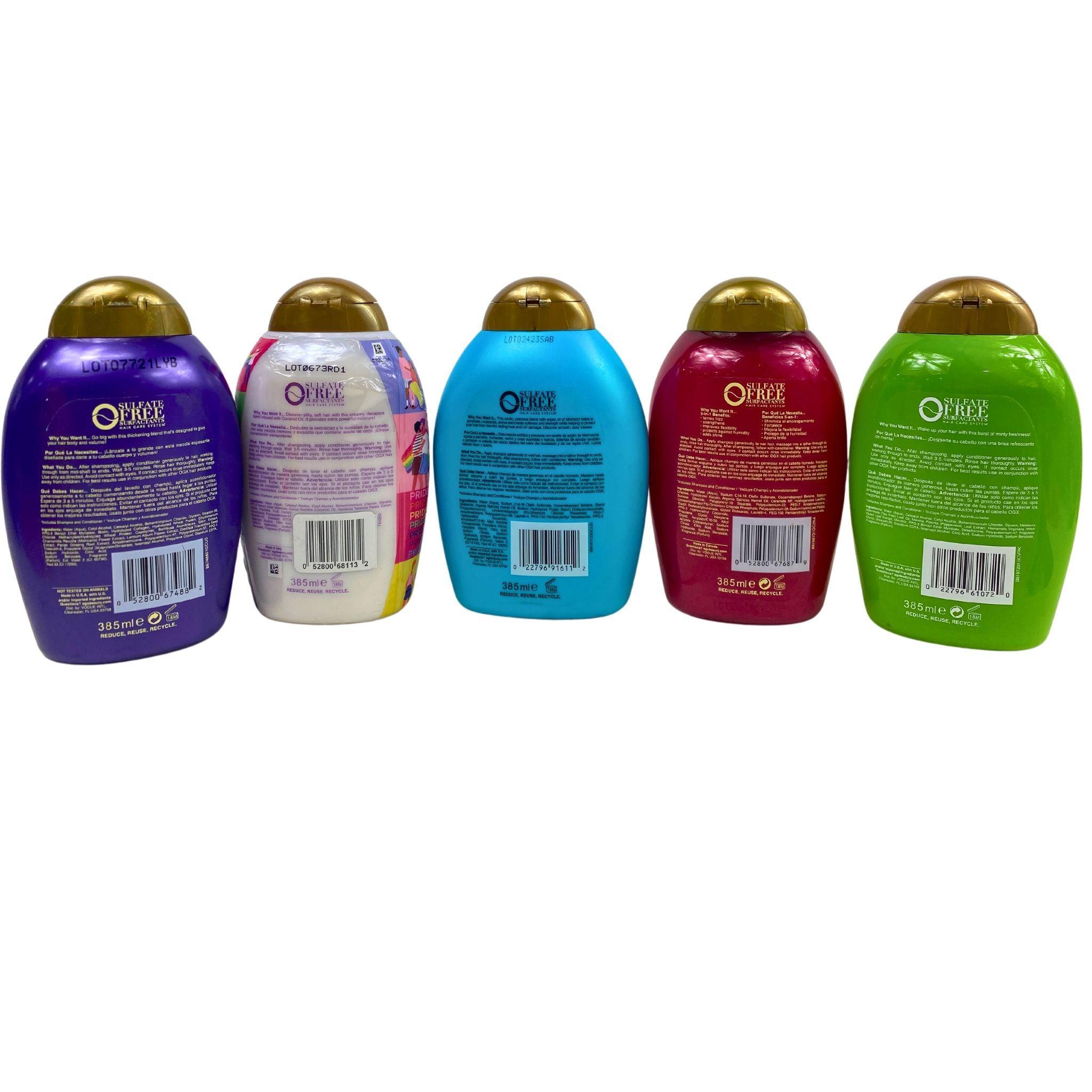 OGX Shampoo & Conditioner Variety Pack - 13 fl oz (50-Piece Bulk Set) for Salon, Travel & Home Use - Argan Oil, Coconut Milk & Biotin Formulas