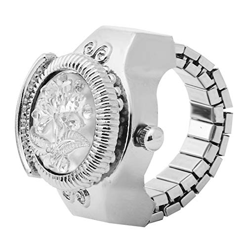 Rose Flower Finger Ring Watch for Women - Anti-Loss Flip-Up Cover Quartz Watch - Elegant Round Design for Daily Wear, Parties & Gifts