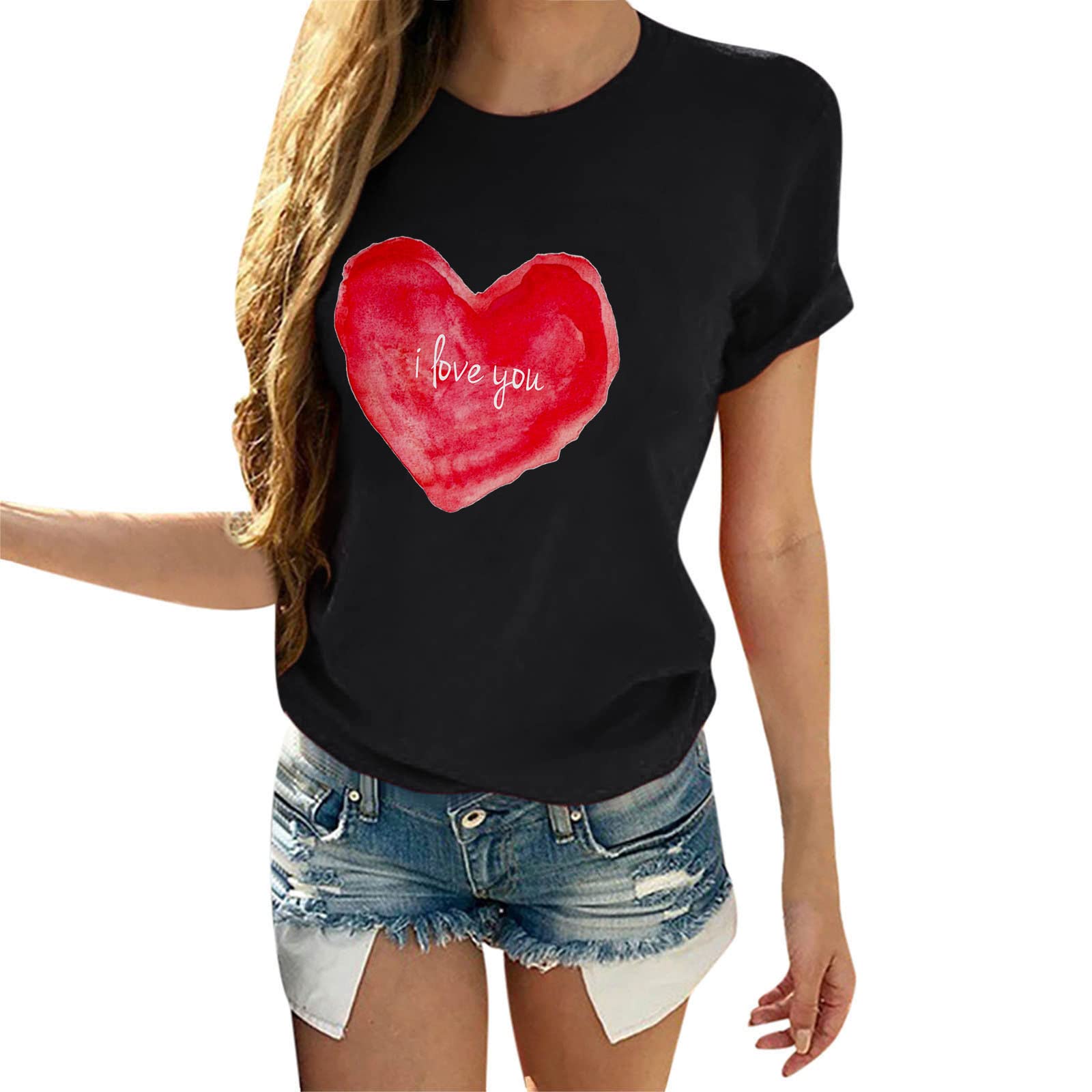 Valentine's Day Love Heart Print Women's Long Sleeve Purple T-Shirt - Romantic Blouse for Date Night & Casual Wear