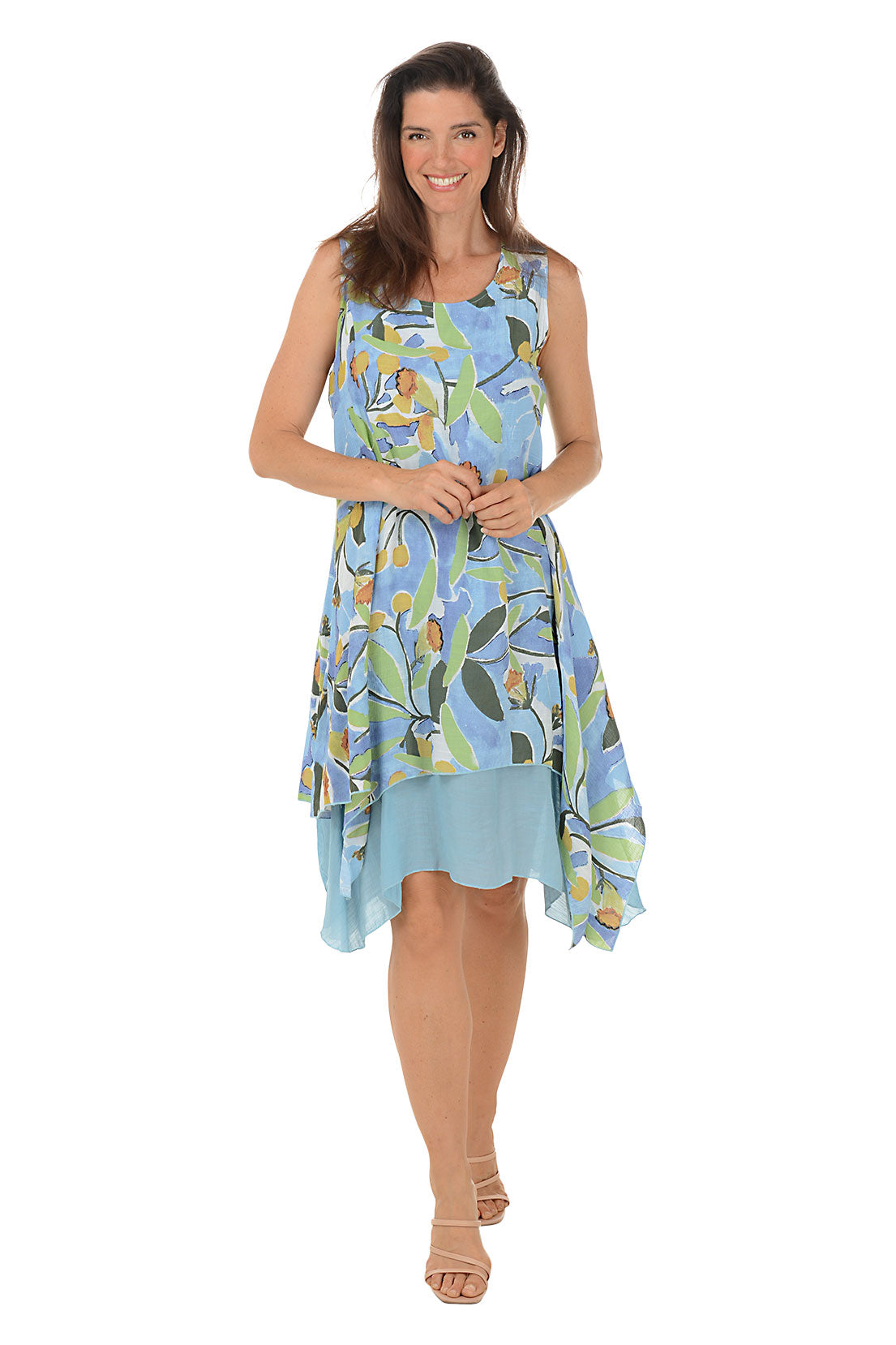 Layered Shark Bite Sleeveless Summer Dress for Women - Flowy Beach Cover Up, Casual Sundress for Outdoor Parties & Vacations
