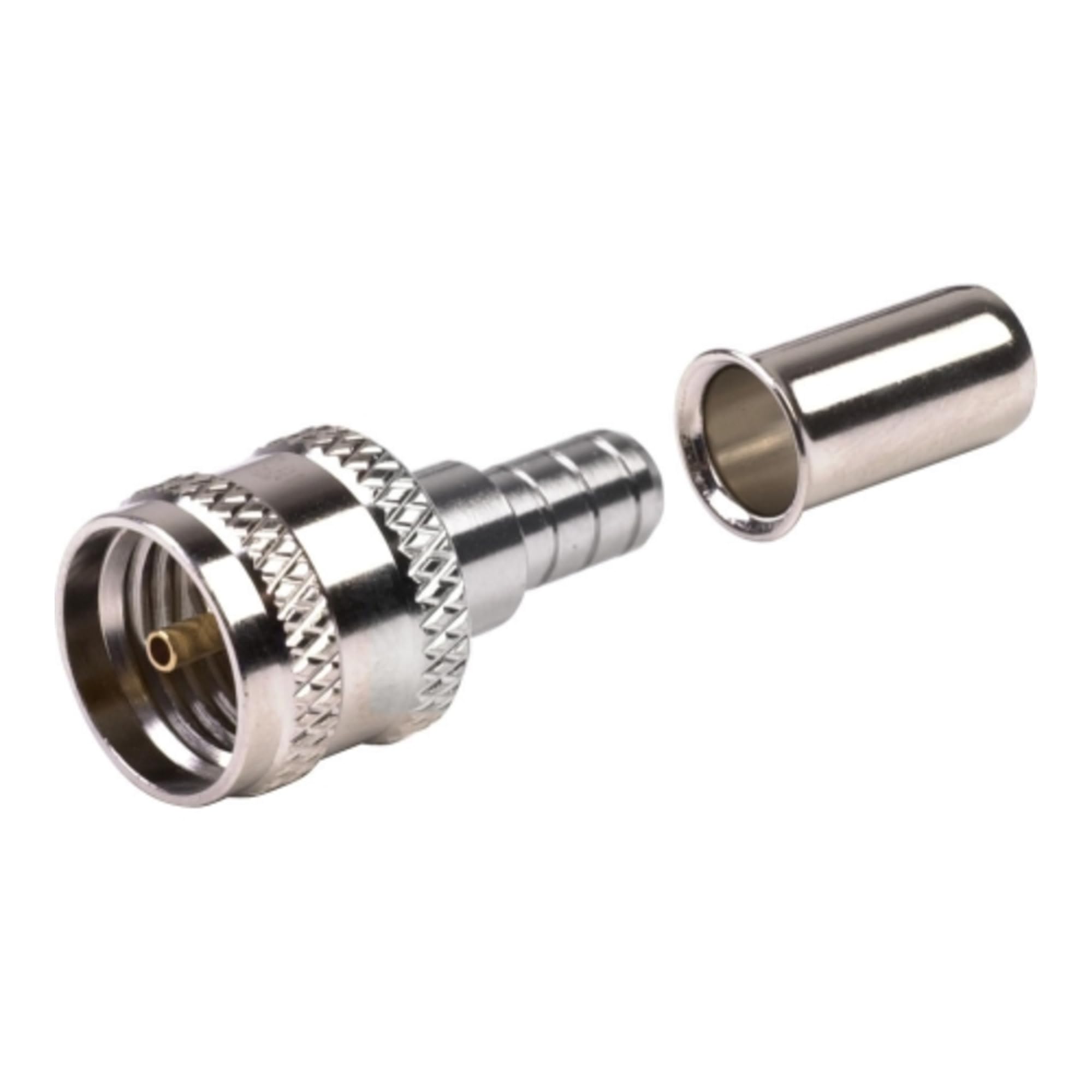 RFU-600-1 Mini UHF Male Crimp Connector RG58 Coaxial Cable - 10 Pack for Ham Radio, CB Antenna, CCTV & Communication Equipment Installation