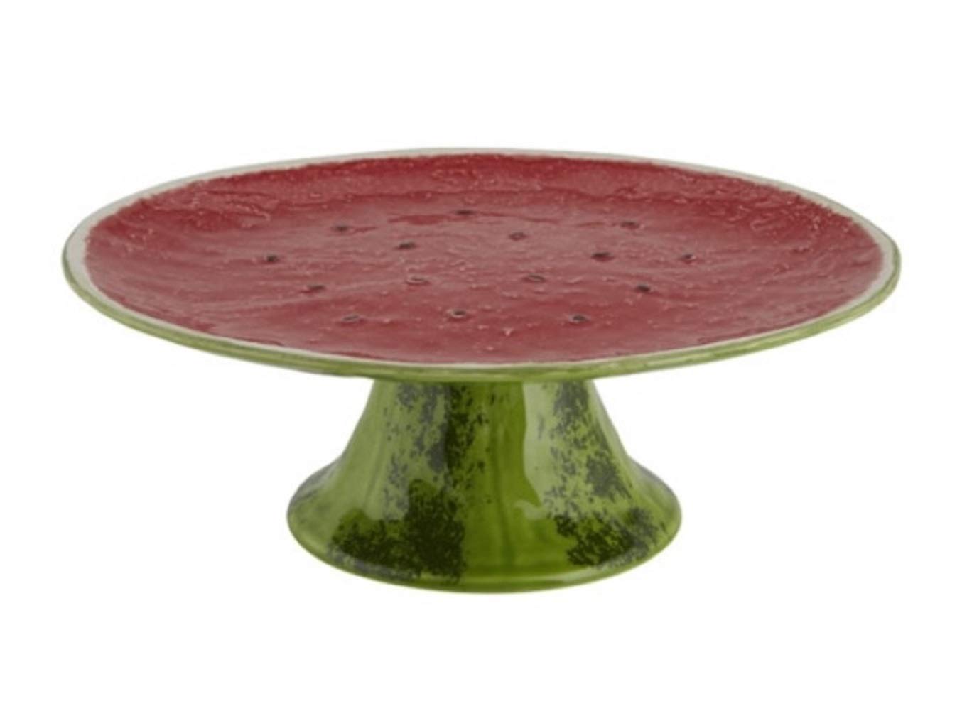 Bordallo Pinheiro 8 Inch Watermelon Cake Stand - Ceramic Dessert Plate for Birthday Party, Wedding, and Tea Time Decor