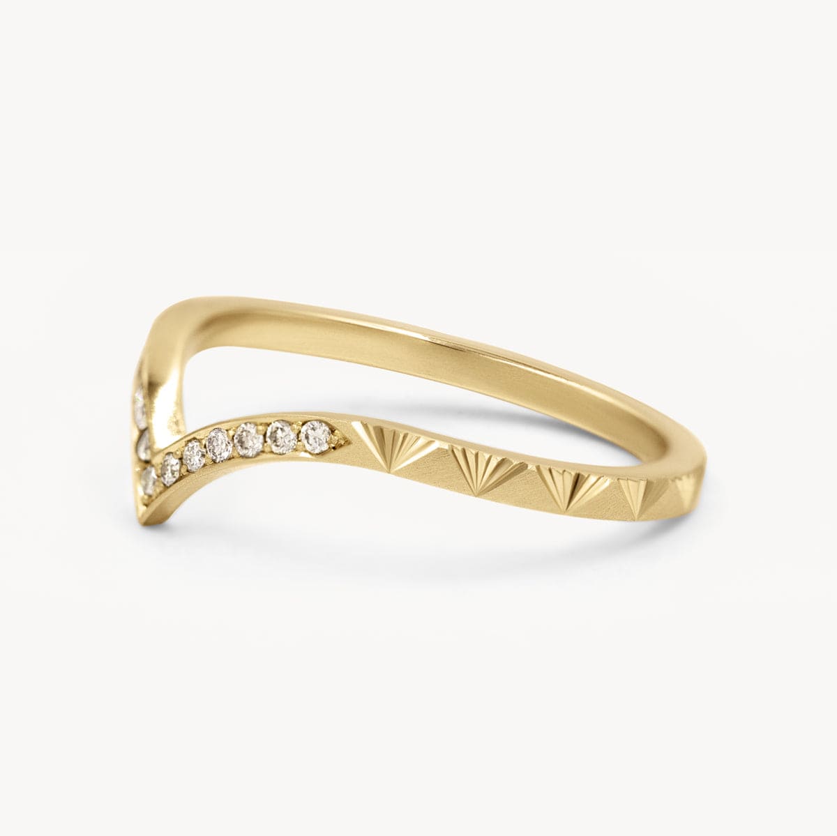 Peak Aurelia 14K Gold Champagne Diamond Wedding Band Ring for Women - Elegant Stackable Bridal Ring for Engagement, Anniversary & Special Occasions