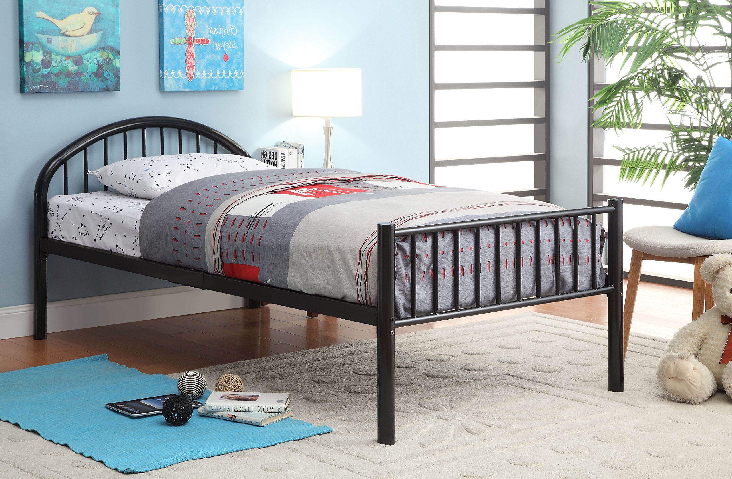 Furniture of America Tori Metal Youth Bed - Twin Size Black Metal Frame for Kids & Teens - Perfect for Bedrooms, Dorms & Guest Rooms