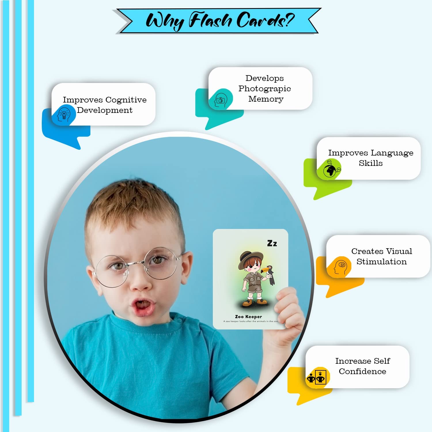 TGC Jumbo ABC Flash Cards for Toddlers 1-6 - 26 Animal Alphabet Cards for Preschool Learning & Home Use