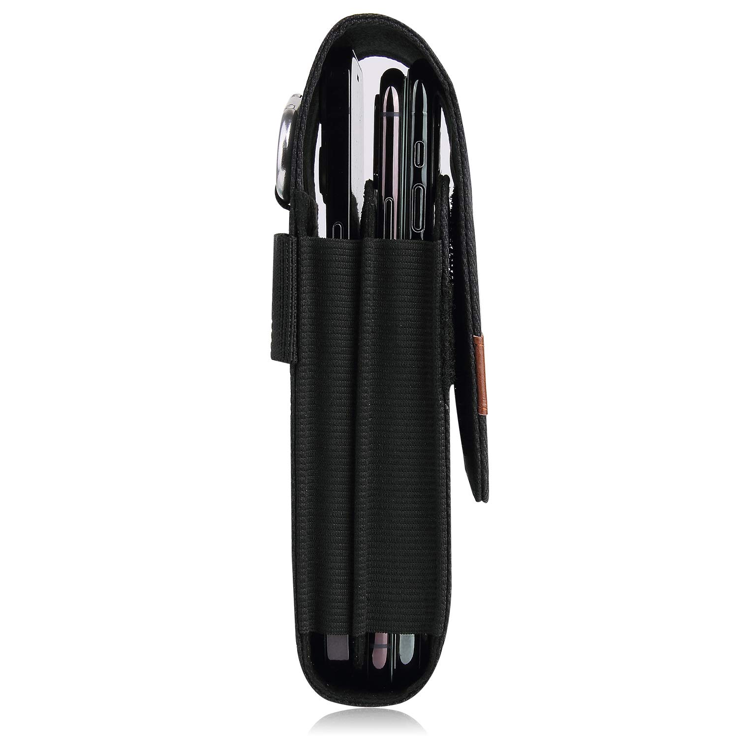 Vertical Nylon Dual Pocket Phone Holster Pouch with Belt Clip - Compatible with iPhone 14 Pro Max/13 Pro Max/12 Pro Max, Galaxy S23 Ultra/S22 Ultra/S21 Ultra/S20 Plus, A14/A54/A15, Moto G Power/G Play - Perfect for Work, Hiking & Outdoor Activities
