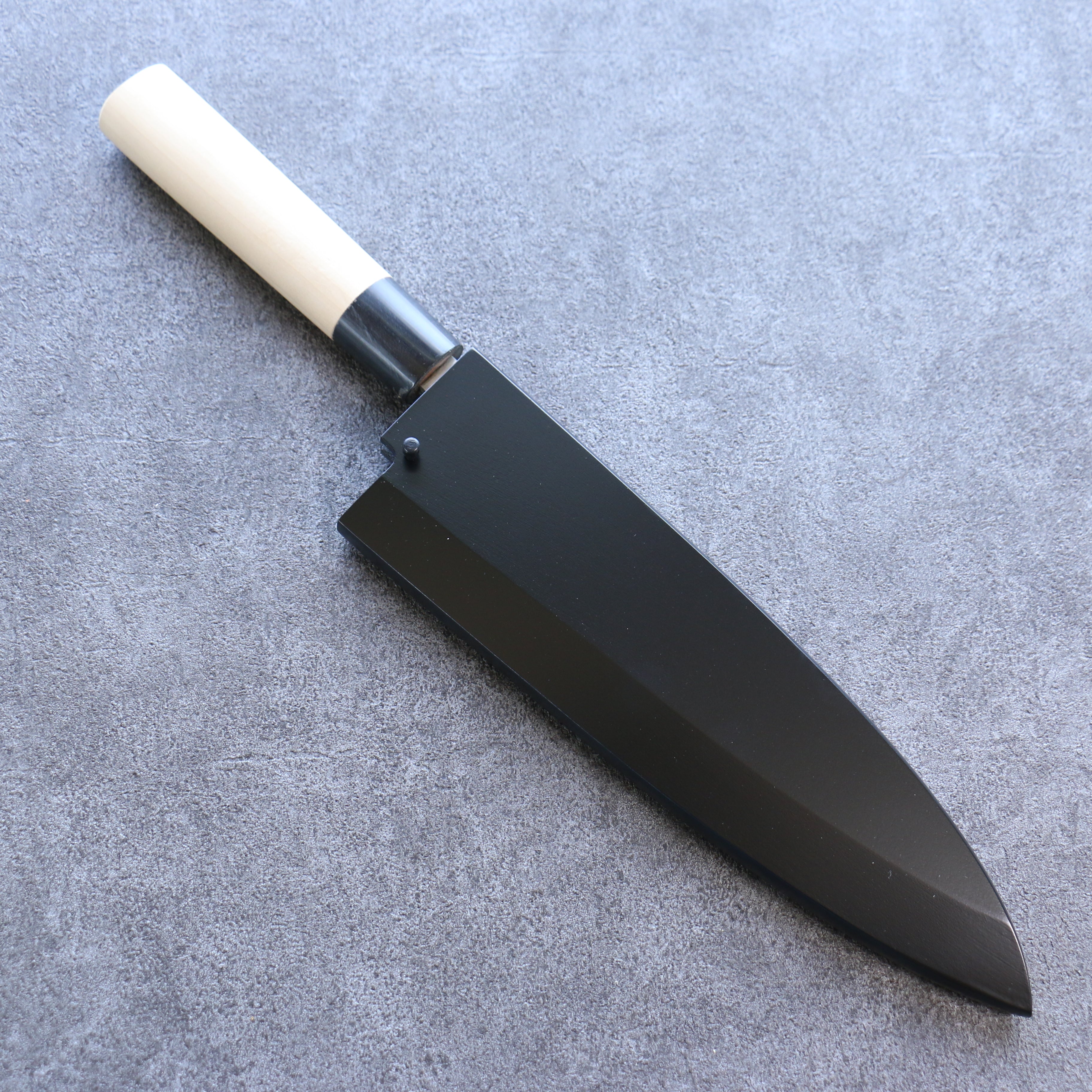 Premium Black Magnolia Sheath for 240mm Deba Knife - Handmade Plywood Pin Kaneko Design - Perfect for Japanese Kitchen, Sushi Chefs & Professional Cooking