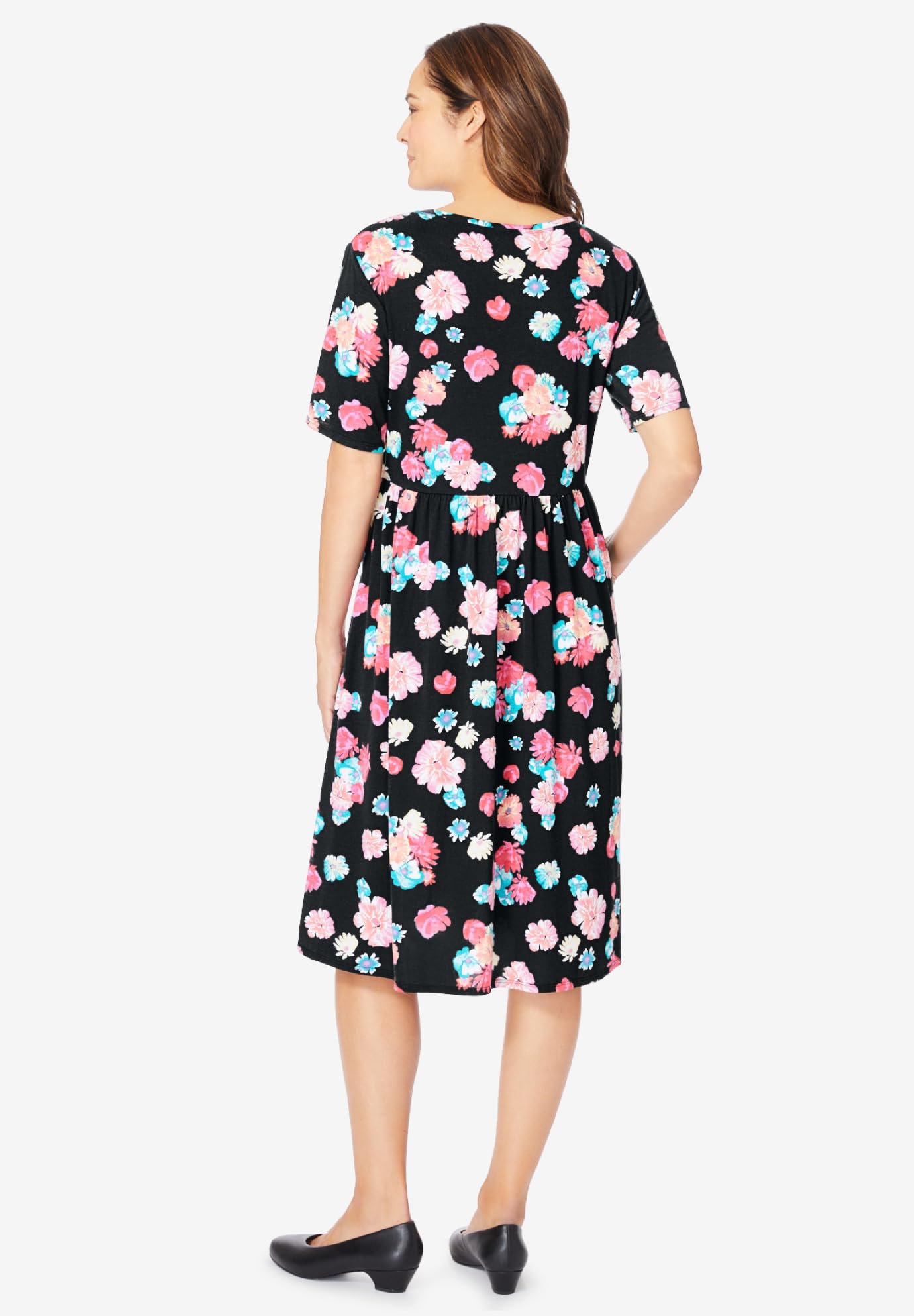 Woman Within Women's Plus Size Empire Waist Tee Dress - Comfortable Casual Flowy T-Shirt Dress for Curvy Women | Perfect for Summer, Beach, Office & Everyday Wear