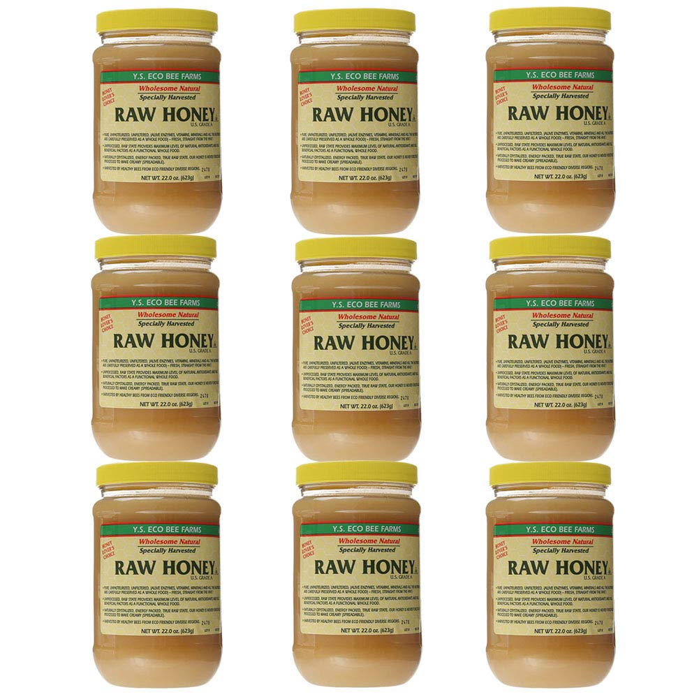 Y.S. Eco Bee Farms Raw Honey - 22 oz (9-Pack) | Pure, Unfiltered & Unprocessed | Perfect for Tea, Baking & Natural Remedies