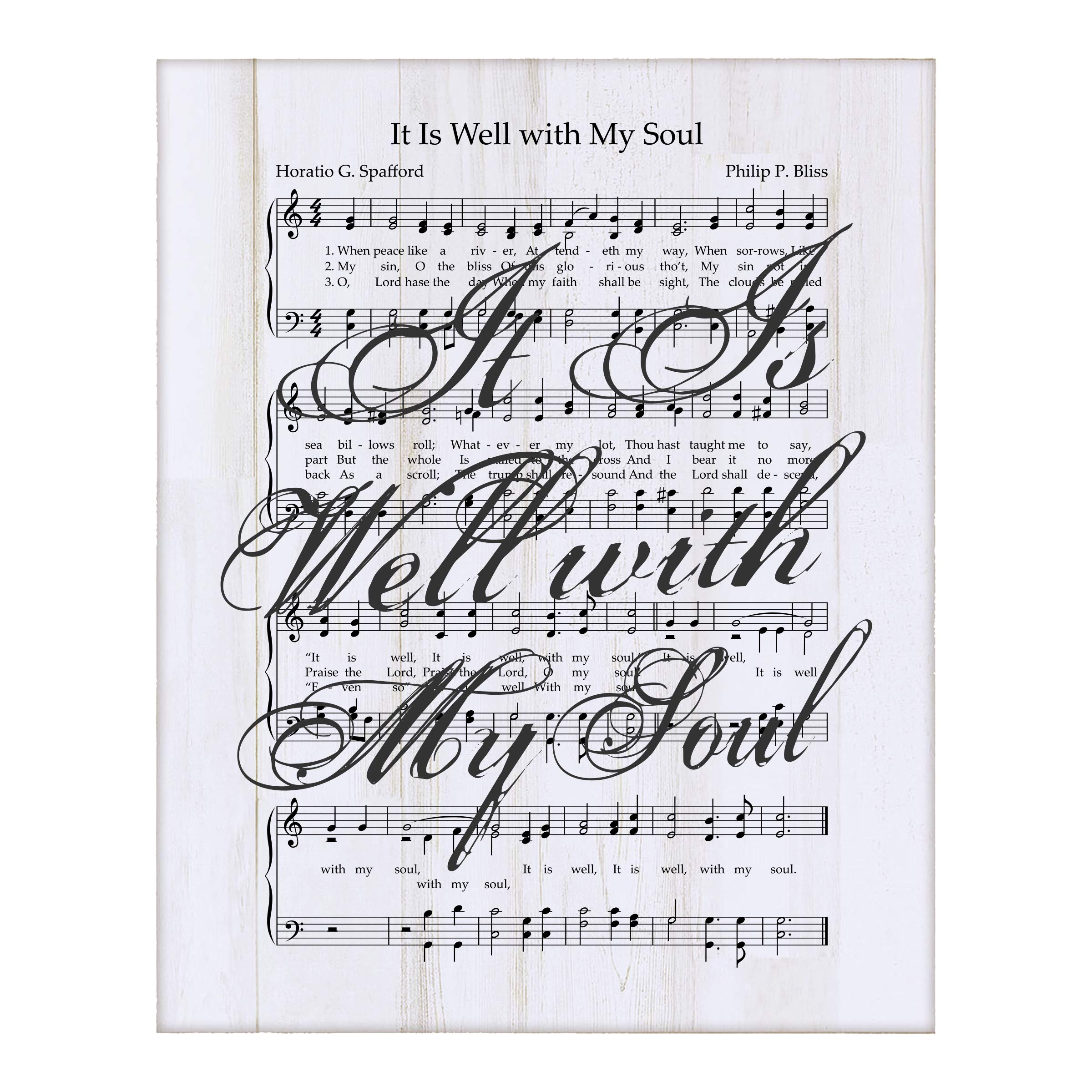 LifeSong Milestones Sheet Music Wall Art Plaque - 12” x 15” Wooden Hanging Sign with Hymn Lyrics (White Distressed) - Perfect for Home Decor, Christian Gifts & Wedding Anniversary Presents