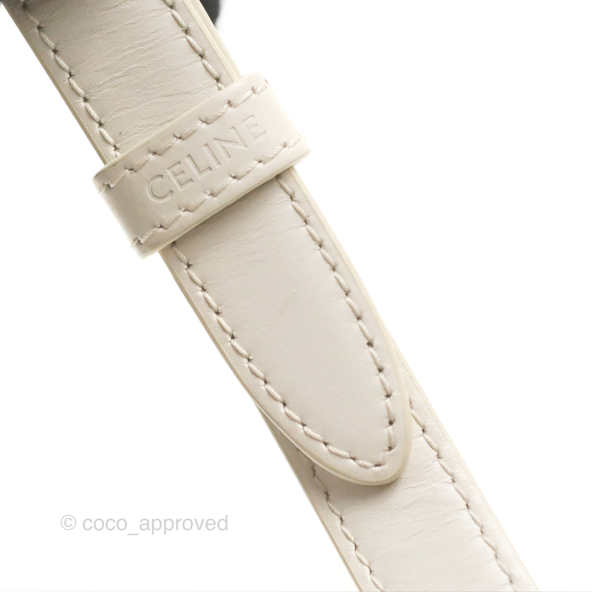 Celine Teen Triomphe Bag in Shiny White Calfskin Leather - Perfect for Everyday Use, Work & Special Occasions