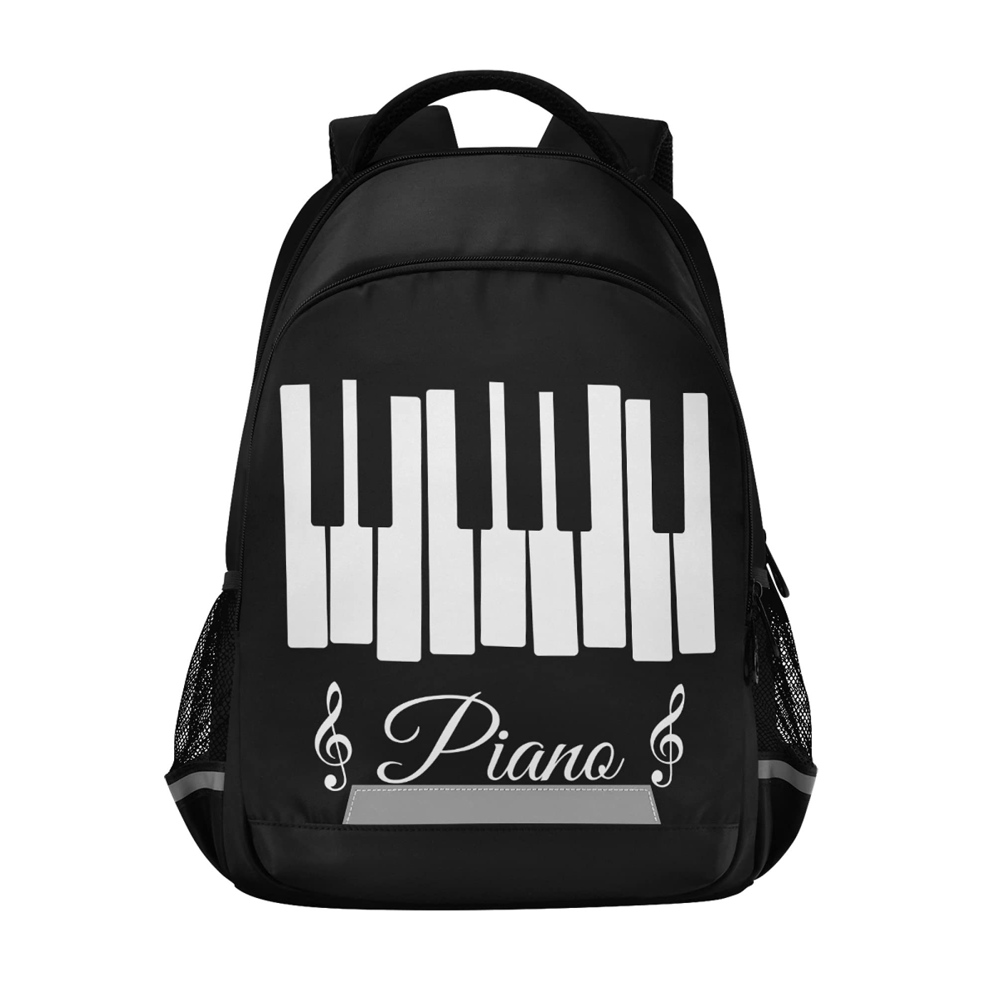 Black & White Piano Keys Backpack for School, College, Travel & Work - Stylish Laptop Shoulder Bag for Girls & Boys - Perfect for Music Lovers, Students & Professionals